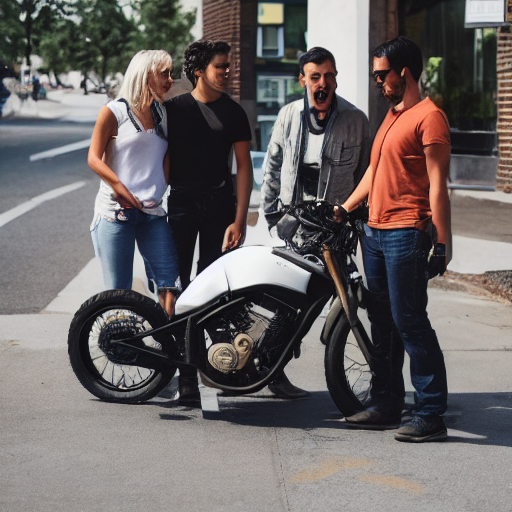 125_A motorcycle stands in front of three people on a sidewalk..png